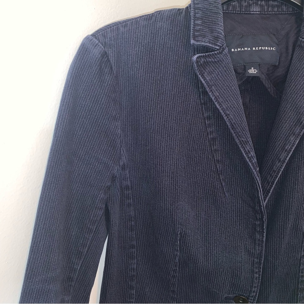 Banana Republic Denim Pinstripe Blazer - Picture 2 of 11